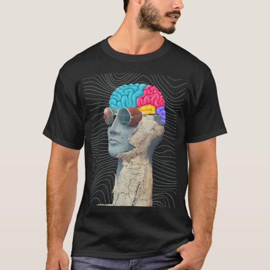 彫刻ブレインサングラス過去未来T Tシャツ (正面)