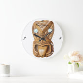 彫刻マオリティキ顔サンダーコーブ ラージ壁時計 (ホーム)