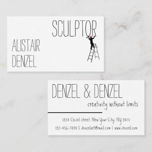 彫刻家のおもしろいカスタマイズ可能 名刺 (正面/裏面)