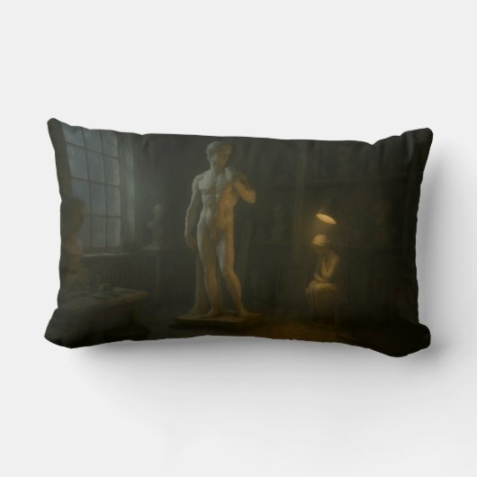 彫刻家のスタジオ装飾用クッション ランバークッション (裏面)