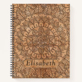 彫刻木フローラ円曼荼羅パーソナライズされた ノートブック (正面)