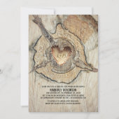 彫刻木材ハート素朴ツリーブライダルシャワー 招待状 (正面)