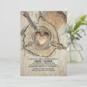 彫刻木材ハート素朴ツリーブライダルシャワー 招待状 (スタンド正面)