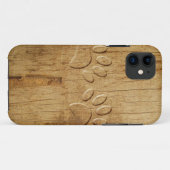 彫刻木製の犬の足跡 Case-Mate iPhoneケース (裏面(横))