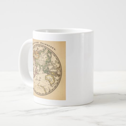 彫刻東半球の地図 ジャンボコーヒーマグカップ (正面左)