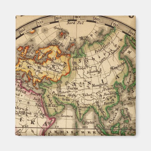 彫刻東半球の地図 マグネット (正面)