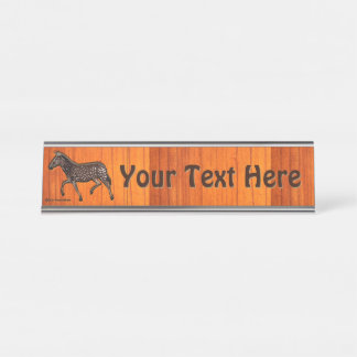 彫刻水玉模様ゼブラ デスクネームプレート