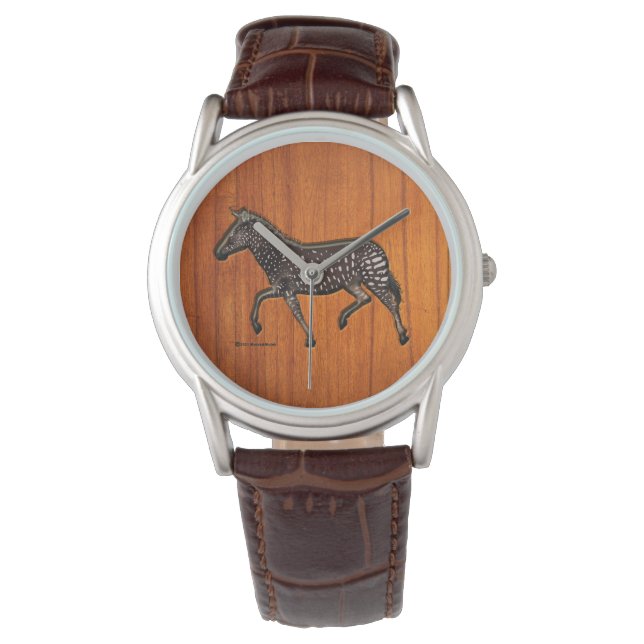 彫刻水玉模様ゼブラ 腕時計 (正面)