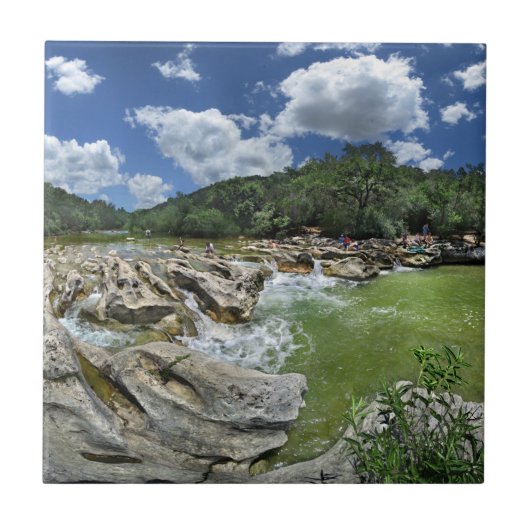 彫刻滝パノ – Barton Creek – オースティンテキサス州 タイル (正面)