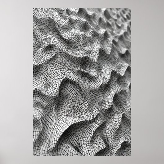 彫刻的モザイク波： 3D幾何学的タイリング ポスター (正面)