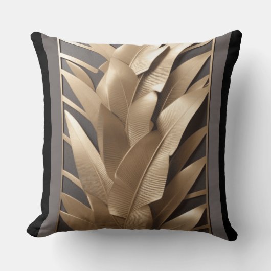 彫刻金属バナナの葉 – 装飾用クッション クッション (正面)