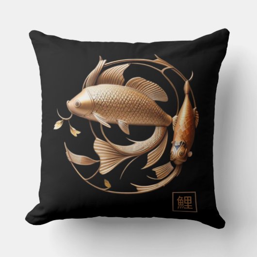 彫刻銅金属コイ旋回装飾用クッション クッション (正面)