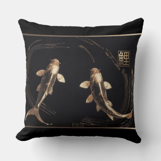 彫刻銅金属コイ旋回 クッション (正面)