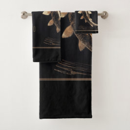 彫刻銅金属コイ旋回 バスタオルセット