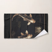 彫刻銅金属コイ旋回 バスタオルセット (ハンドタオル)