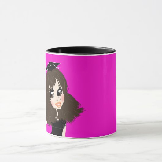 彫刻院生ギフト茶色の髪の目 マグカップ (中央)