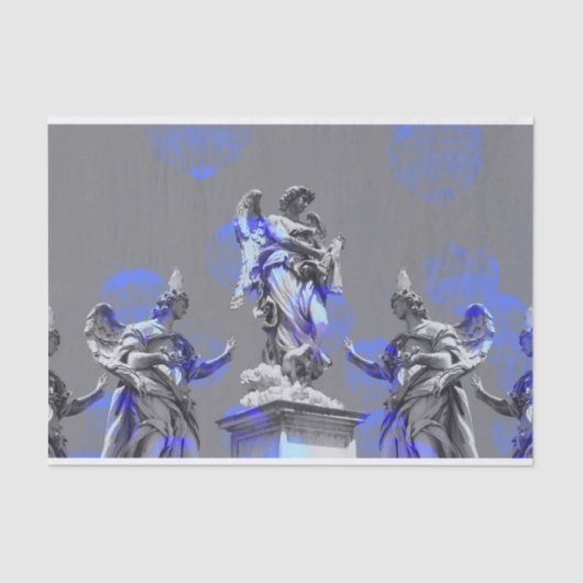 彫刻青い色のブラシの打撃のデジタル芸術 薄葉紙 (正面)