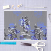 彫刻青い色のブラシの打撃のデジタル芸術 薄葉紙 (クラフト)