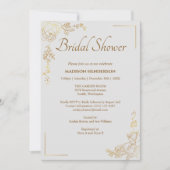 彫刻 ゴールド フラワー ウェディング ブライダル シャワー 招待状 (正面)