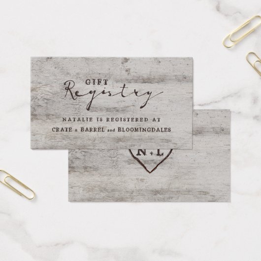 彫刻Sweetheartシャワーギフトレジストリ挿入カード (オフィス)