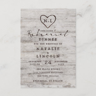 彫刻Sweethearts素朴の結婚リハーサルディナー 招待状