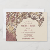 彫素朴りハートオーク結婚の木 招待状 (正面)