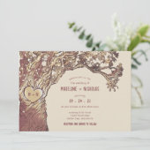 彫素朴りハートオーク結婚の木 招待状 (スタンド正面)