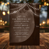 彫素朴り木文字列ライトブラウン結婚ズ 招待状