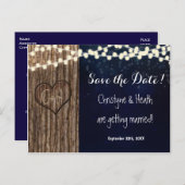 彫素朴刻された木ハート救日付はがき 案内ポストカード (正面/裏面)