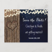 彫素朴刻された木ハート救日付はがき 案内ポストカード (正面)