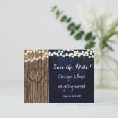 彫素朴刻された木ハート救日付はがき 案内ポストカード (スタンド正面)