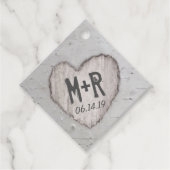 彫素朴刻ハートイニシャル樺の木ツリ結婚ーズ フェイバータグ (正面)