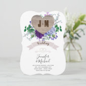 彫素朴刻木材ハートモノグラムフローラ秋 招待状 (スタンド正面)