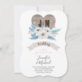 彫素朴刻木材ハートモノグラムフローラ秋 招待状 (正面)