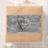 彫素朴刻樺の木ハートモノグラム水瓶 ラベル (インサイチュ)