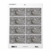 彫素朴刻樺の木ハートモノグラム水瓶 ラベル (フルシート)