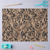 彫華美刻された金属バロックフローラダマスク 薄葉紙 (クラフト)