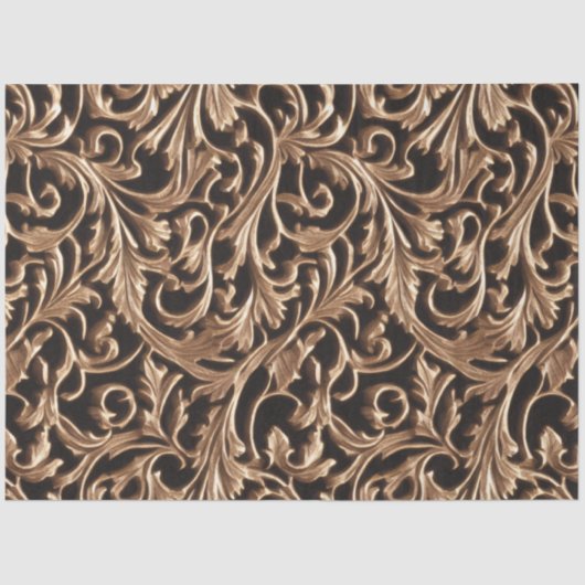 彫華美刻された金属バロックフローラダマスク 薄葉紙 (正面)