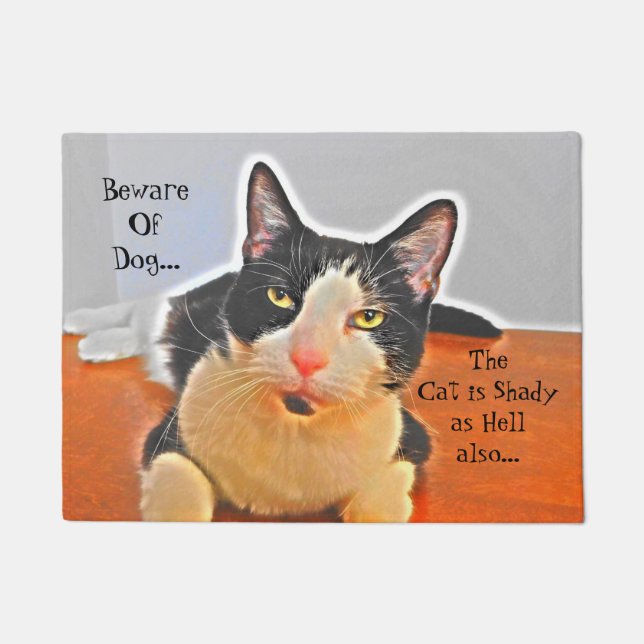 影がある猫のドアマット ドアマット (正面)