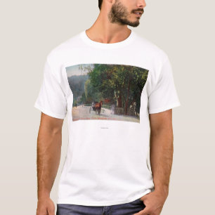 影がある車線、馬キャリッジへの入口の眺め Tシャツ