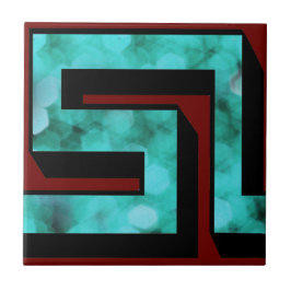 影とのあずき色の雷文の~の青い輝き タイル