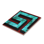 影とのあずき色の雷文の~の青い輝き タイル (側面)