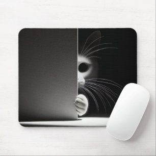影に隠れている猫 マウスパッド