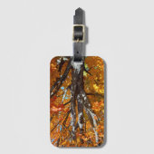 影のあるオレンジ色の葉のラゲッジタグ ラゲッジタグ (正面縦)