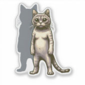 影のシルエットが描かれた神秘的な猫 シール (正面)