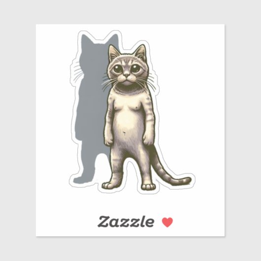 影のシルエットが描かれた神秘的な猫 シール (シート)