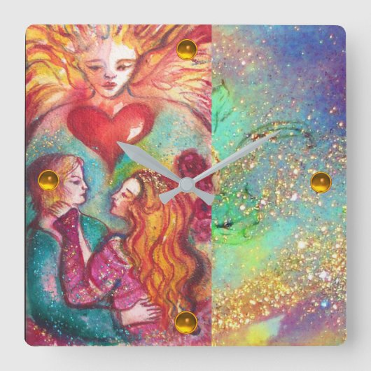 影のタロ失ったット、恋人バレンタインデー スクエア壁時計 (正面)