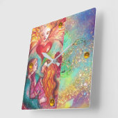 影のタロ失ったット、恋人バレンタインデー スクエア壁時計 (傾斜)