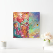 影のタロ失ったット、恋人バレンタインデー スクエア壁時計 (ホーム)