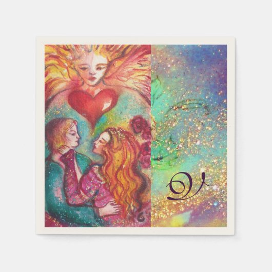 影のタロ失ったット、恋人バレンタインデー スタンダードカクテルナプキン (正面)